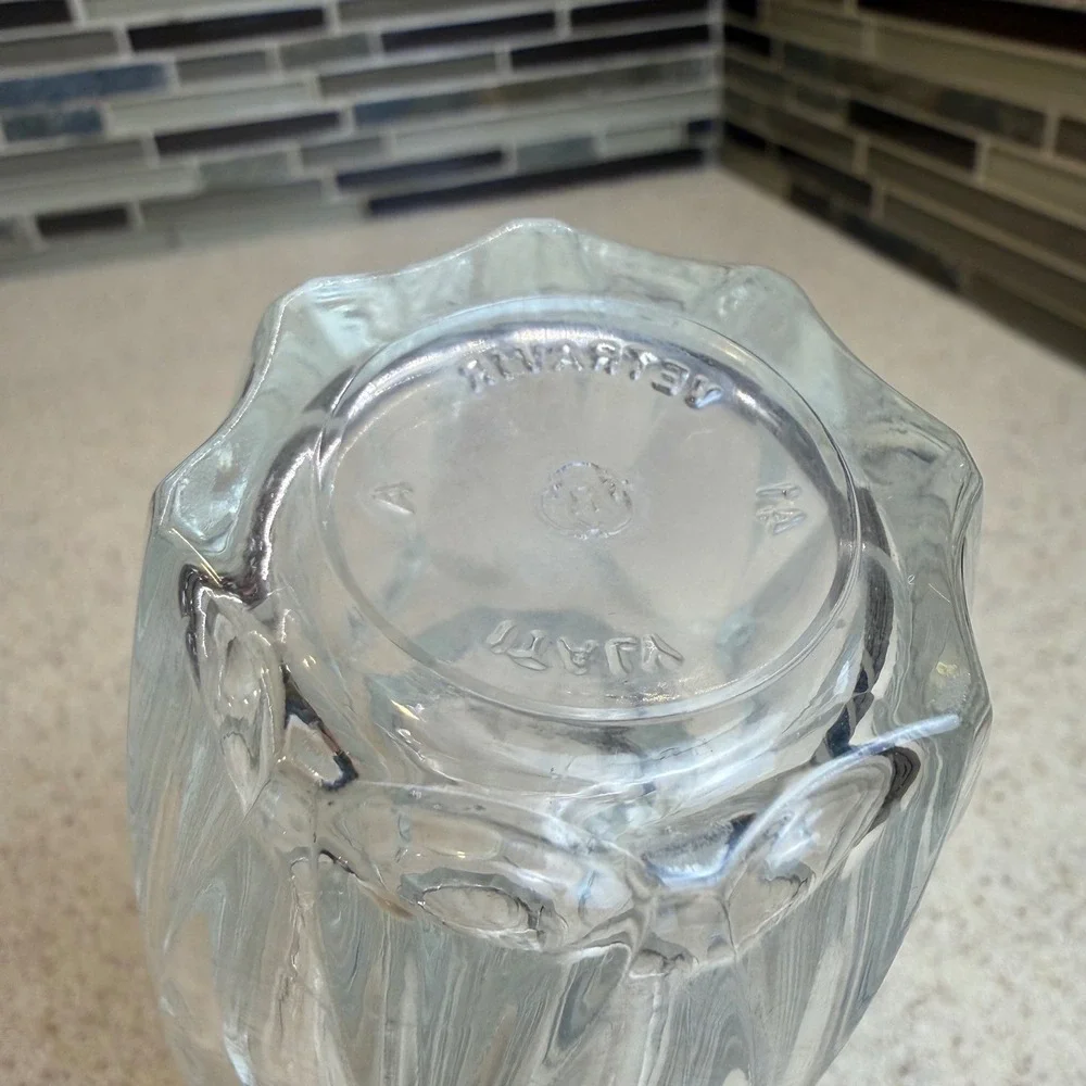 VTG Vetravir Italy Clear Glass Juice Glasses Set of 6 Paneled Scalloped Art Deco